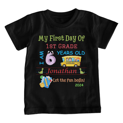 Kids t-shirt, First Day of School, Grade 1, ages 6 to 16