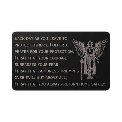 Engraved Wallet Card, St. Michael Guardian Angel Prayer card, for police officer, firefighter, rescue workers