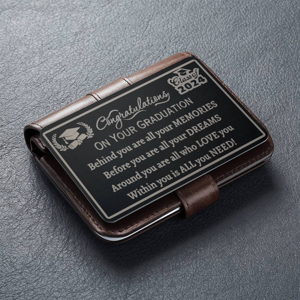 Engraved Wallet Card, graduation gift, class of 2024