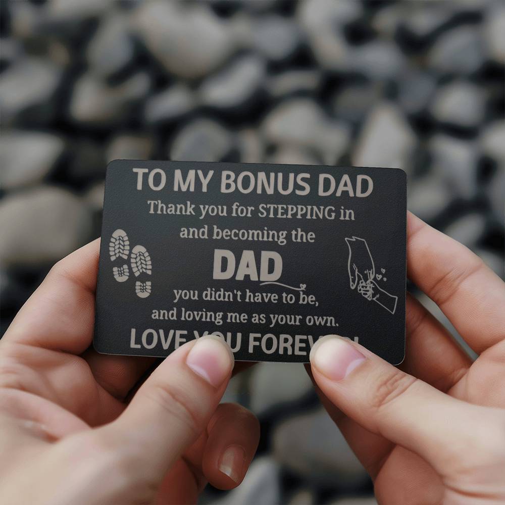 Engraved Wallet Card, gift for Bonus Dad, on Father's Day, his birthday