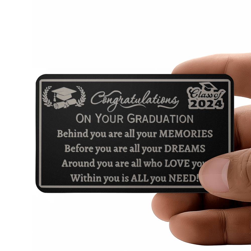 Engraved Wallet Card, graduation gift, class of 2024