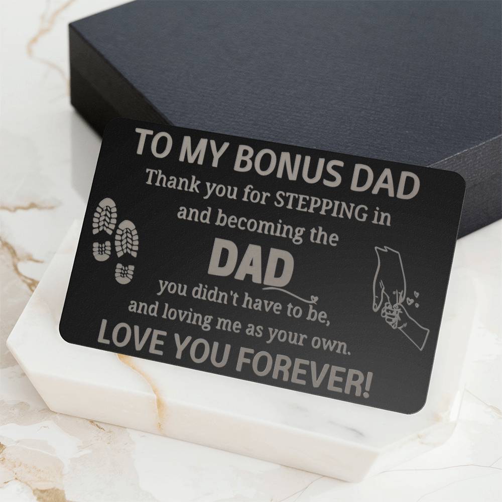 Engraved Wallet Card, gift for Bonus Dad, on Father's Day, his birthday