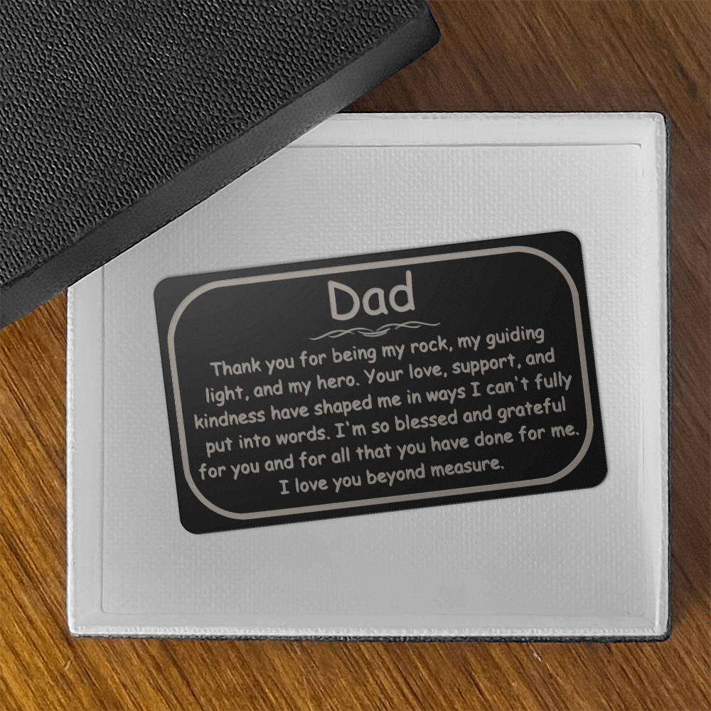 Engraved Wallet Card, gift for Dad, Daddy, Father for Father's Day, his birthday