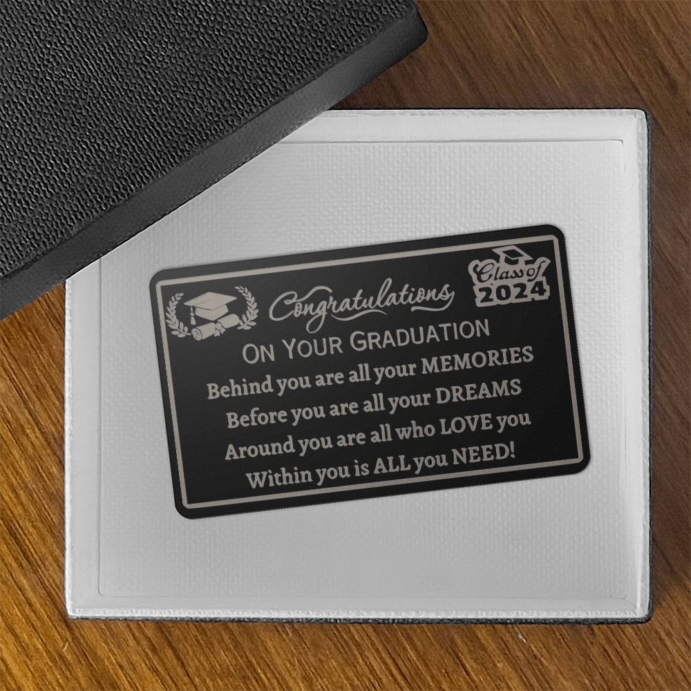 Engraved Wallet Card, graduation gift, class of 2024