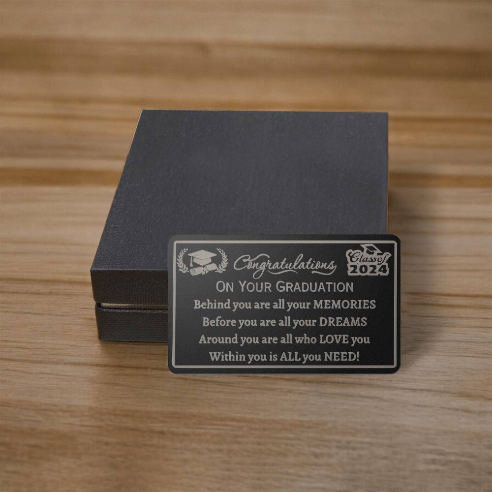 Engraved Wallet Card, graduation gift, class of 2024