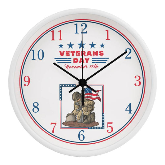 Wood Frame 10” Clock, Veteran's Day Gift