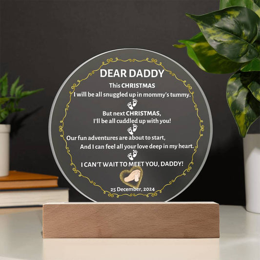 Printed Circle Acrylic Plaque, gift for daddy-to-be, father-to-be, on Christmas