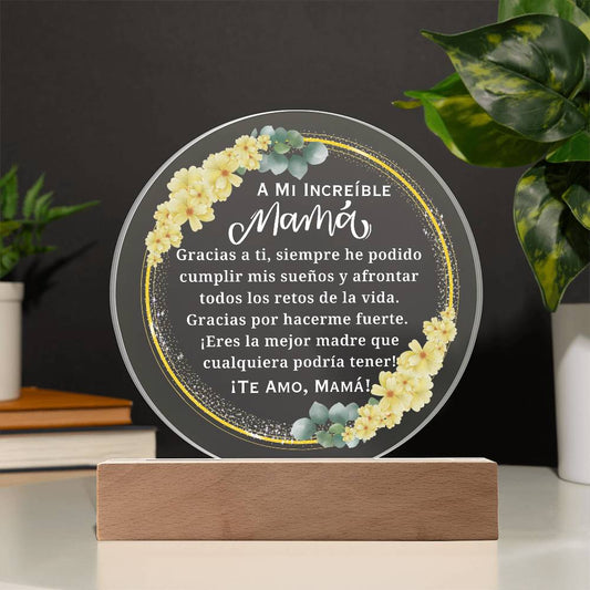 Placa Acrílica Circular Impresa, regalo para Mamá, Madre, Mother en su cumpleaños, navidad, Christmas, día de la madre