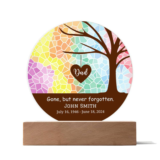 Printed Circle Acrylic Plaque with LED, Memorial Acrylic Plaque