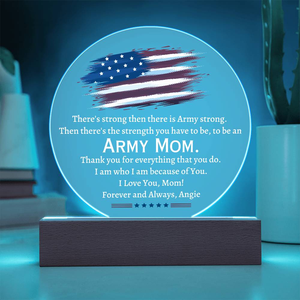 Printed Circle Acrylic Plaque, gift for Army Mom, Navy Mom, Military Mom, Airforce Mom, on Thanksgiving, Christmas, Birthday