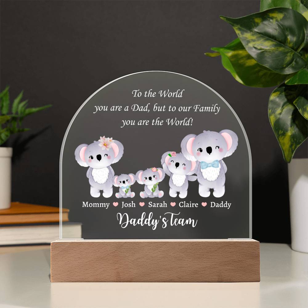 Printed Acrylic Dome Plaque, Daddy's Team, Father's Day gift for Dad, Daddy, Father