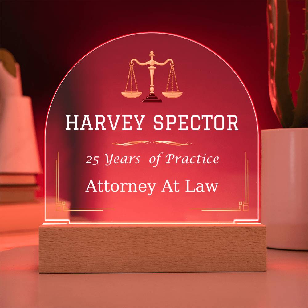 Printed Acrylic Dome Plaque with LED, gift for Lawyer, Attorney