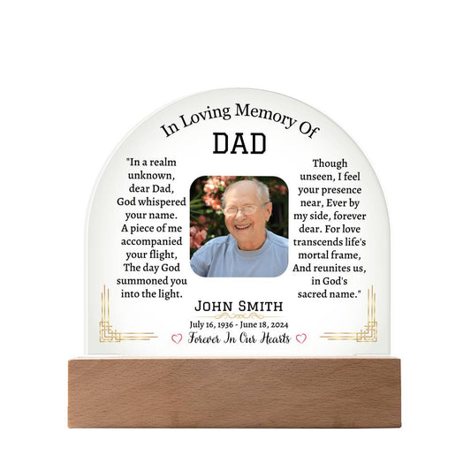 Printed Acrylic Dome Plaque with LED, Personalized Memorial Gift