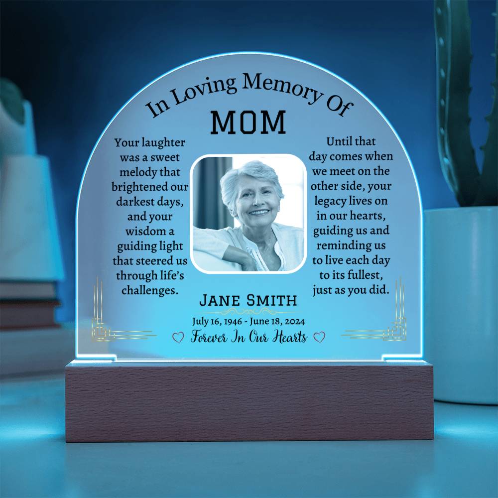 Printed Acrylic Dome Plaque with LED, Personalized Memorial Gift