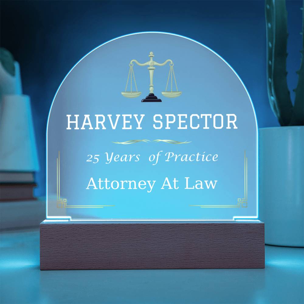 Printed Acrylic Dome Plaque with LED, gift for Lawyer, Attorney