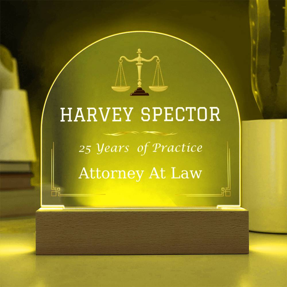 Printed Acrylic Dome Plaque with LED, gift for Lawyer, Attorney