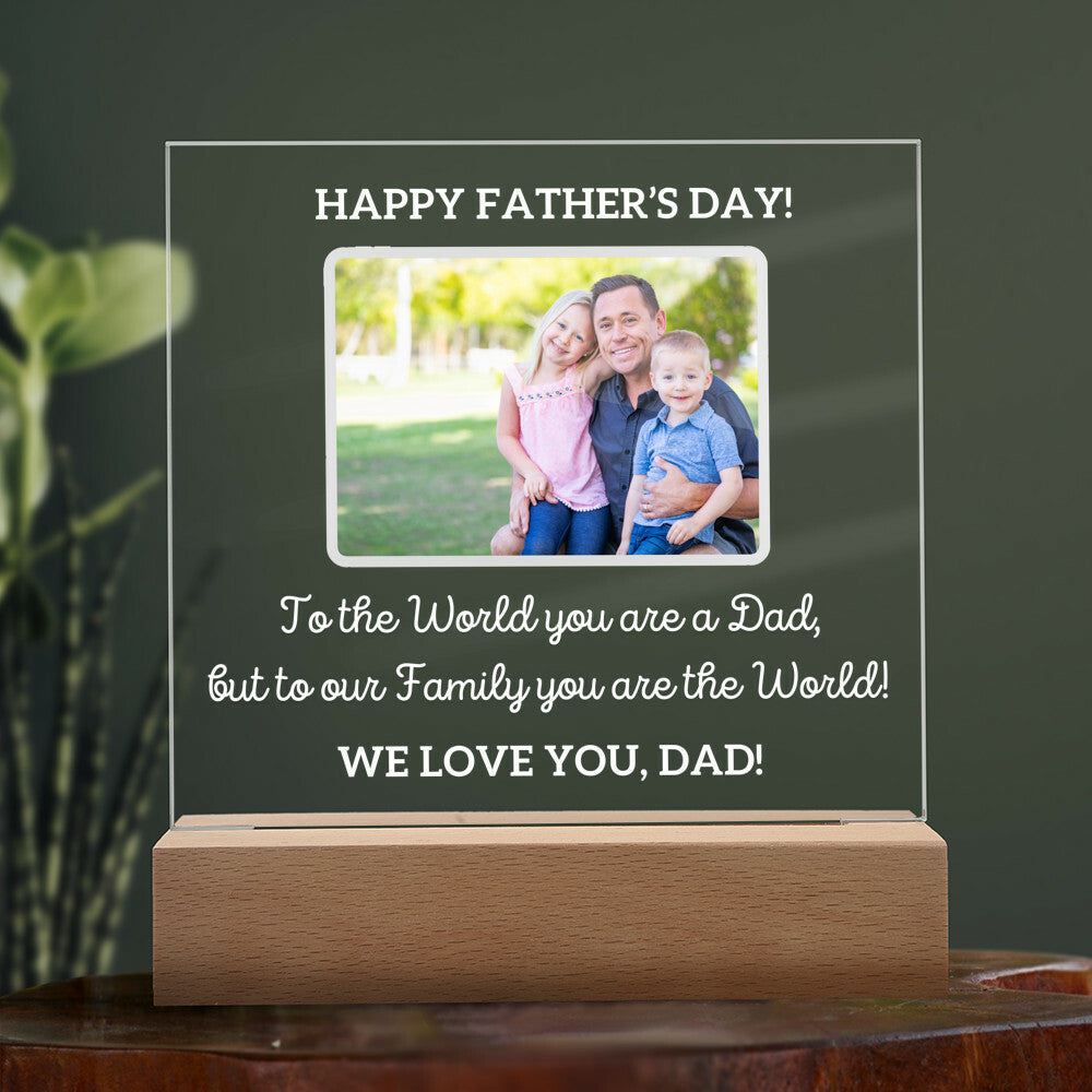 Printed Square Acrylic Plaque with LED, gift for Dad on Father's day, his birthday, Christmas