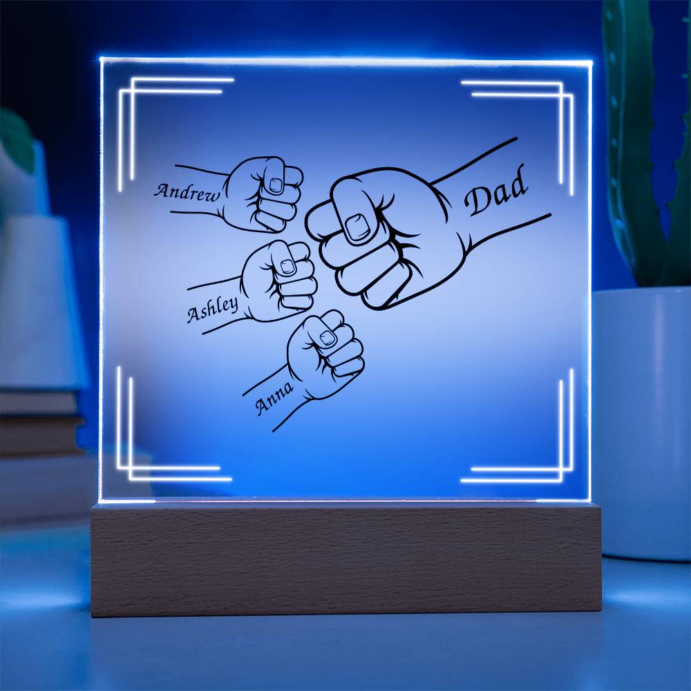 Personalized  Printed Square Acrylic Plaque with LED, Father's day gift for Dad, Granddad, birthday gift