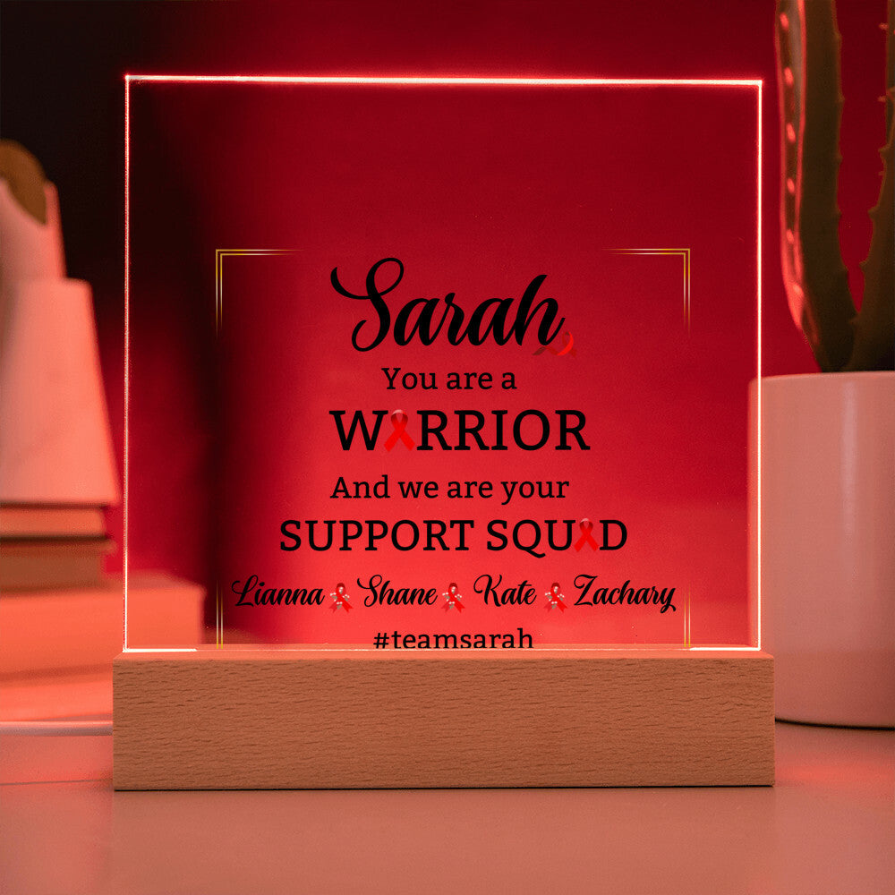 Printed Square Acrylic Plaque  with LED, gift for Cancer Warrior from friends