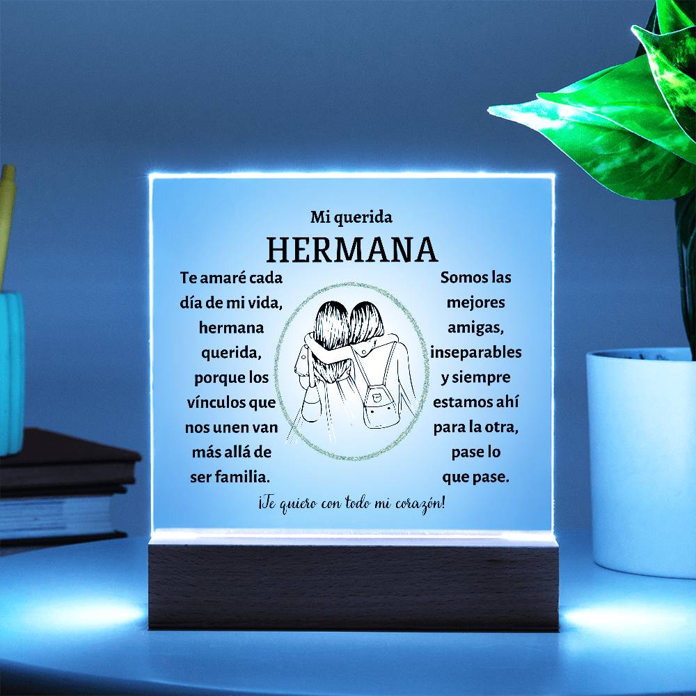 Printed Square Acrylic Plaque with LED, regalo para hermana en su cumpleaños o cualquier otro día