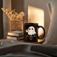 Black Ceramic Mug, Coffee and Book Lovers Halloween themed mug