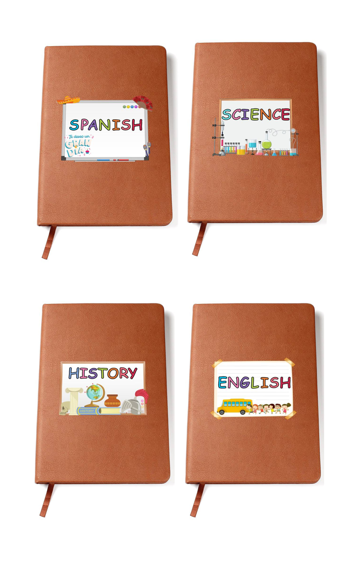 Graphic Leather Journal, Subject books - Maths, Science, English etc.