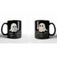 Black Ceramic Mug, Coffee and Book Lovers Halloween themed mug