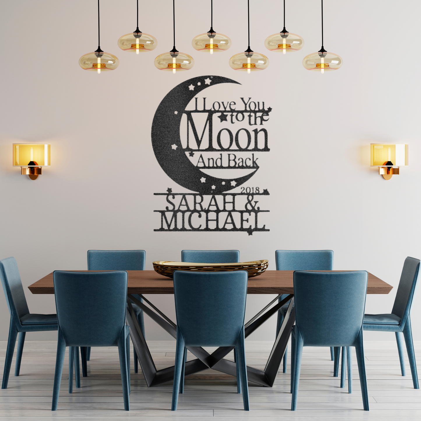 Personalized I love you to the Moon and Back - Metal art Steel Sign special valentines day gift to your loved one, home decor gift surprise her or him