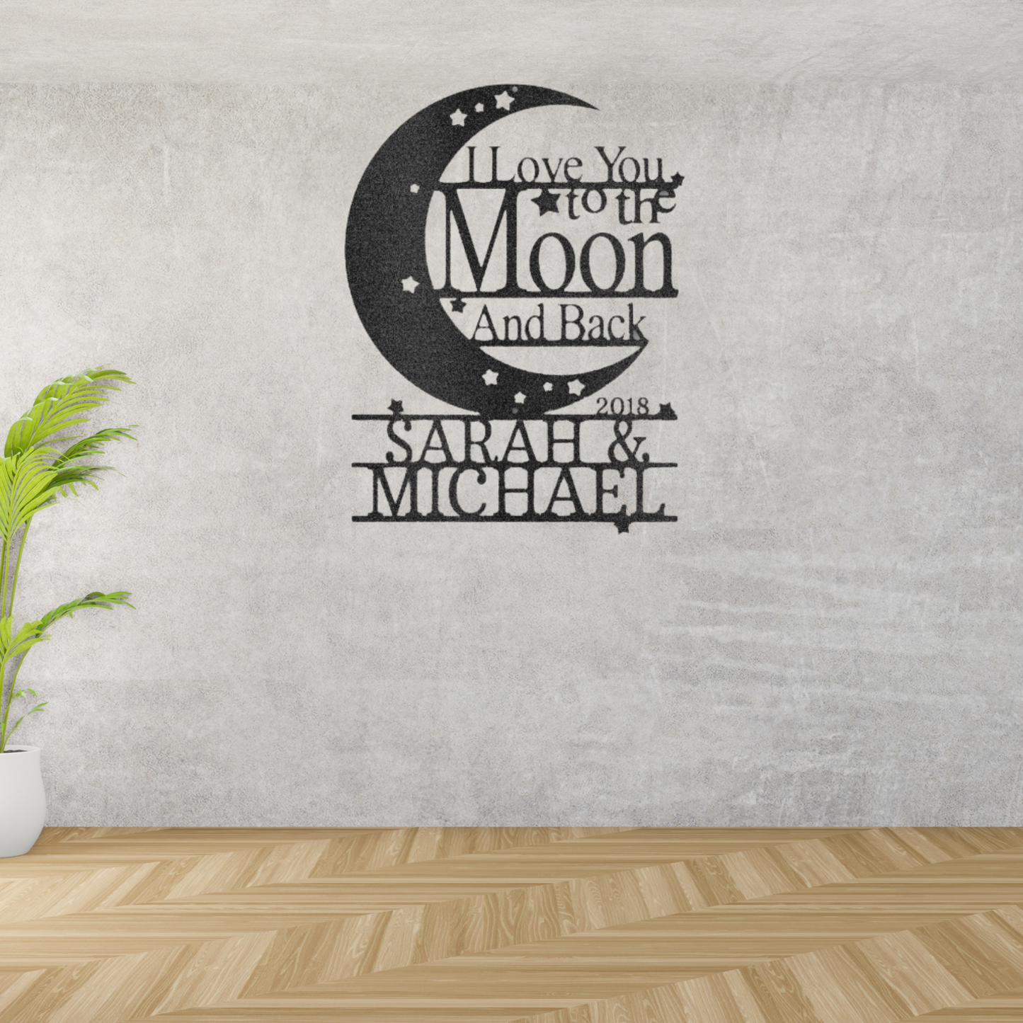 Personalized I love you to the Moon and Back - Metal art Steel Sign special valentines day gift to your loved one, home decor gift surprise her or him