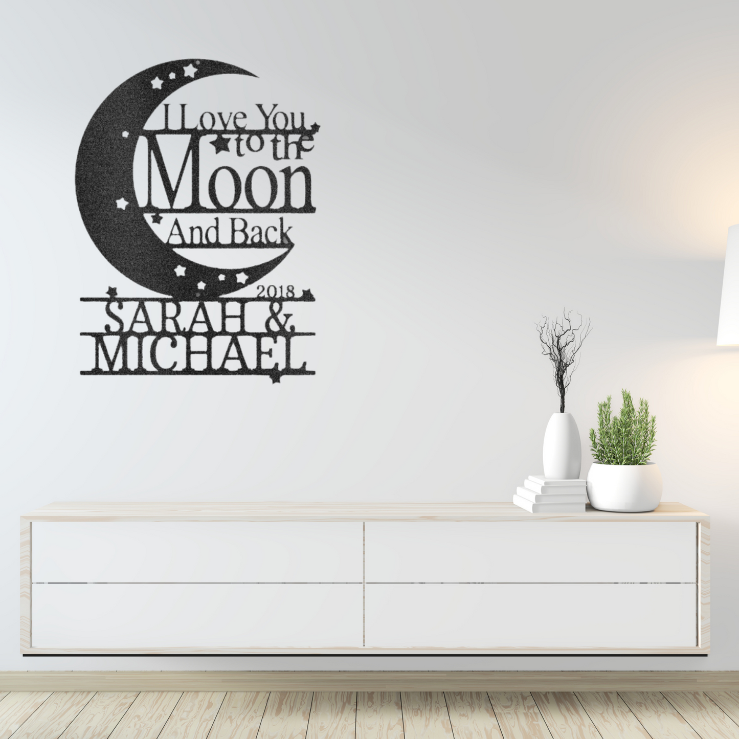 Personalized I love you to the Moon and Back - Metal art Steel Sign special valentines day gift to your loved one, home decor gift surprise her or him