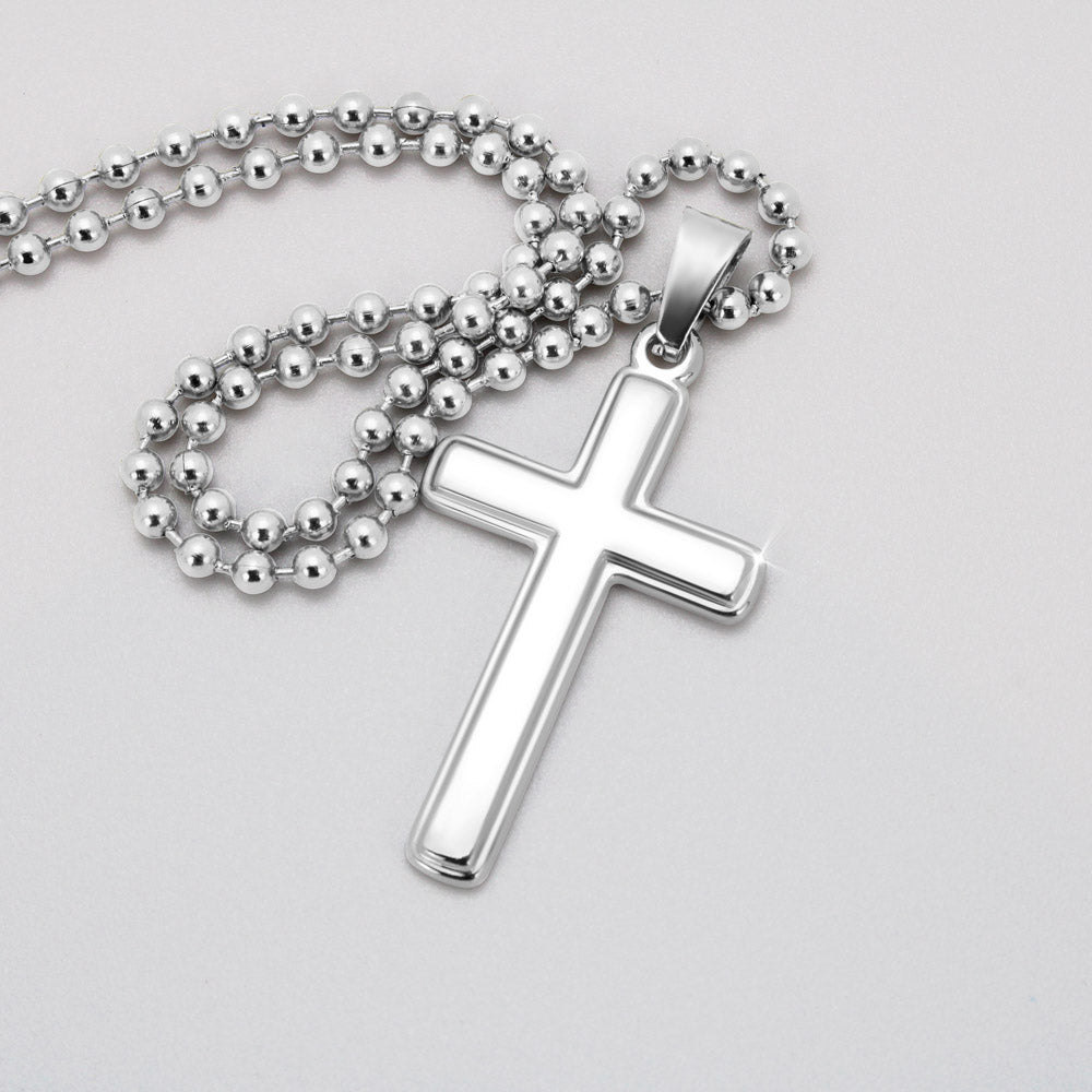 Personalized Cross with ball chain necklace, gift for my love, boyfriend, fiance, husband, partner for his birthday, anniversary, valentines day, Thanksgiving, Christmas