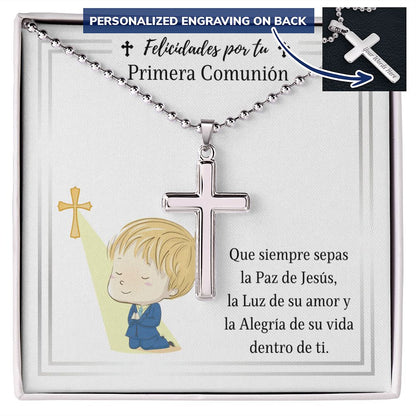 Collar Cruz Personalizado, Cross Necklace, regalo para niño, chico en su primera Comunión.