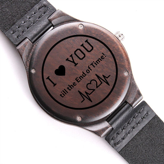 Engraved Wood Watch, gift for husband, boyfriend, fiancée, partner on Valentine's Day, Birthday, Anniversary