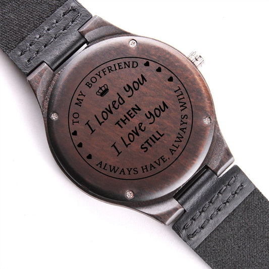 Engraved Wood Watch, gift for boyfriend on Valentine's Day, Birthday, Anniversary