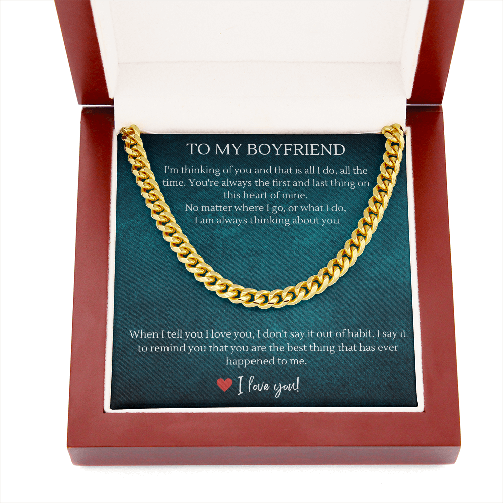 To My Boyfriend Cuban Chain Necklace, Christmas Gift for Boyfriend, Unique Anniversary Gift for Boyfriend, Boyfriend Birthday