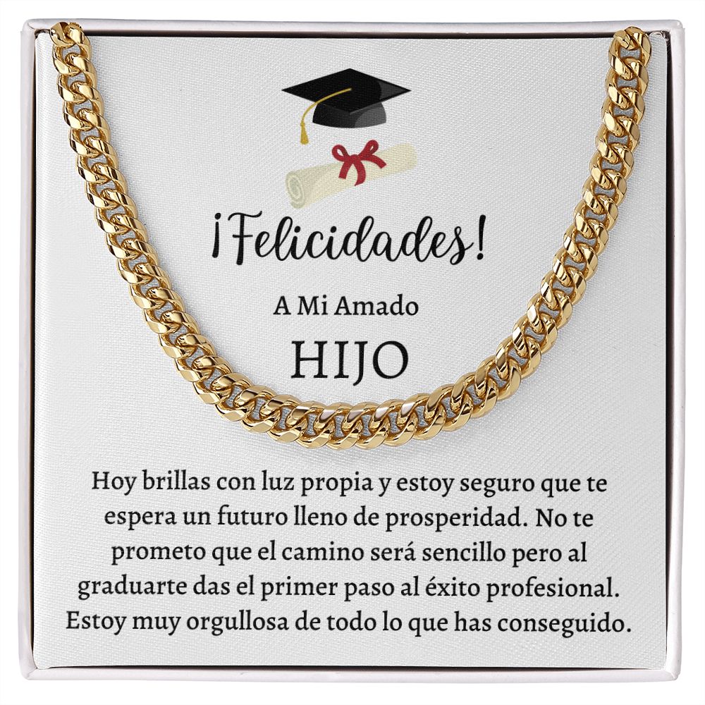 Collar Cuban Link Chain Necklace, regalo par hijo, son, en su graduación, on his graduation day.