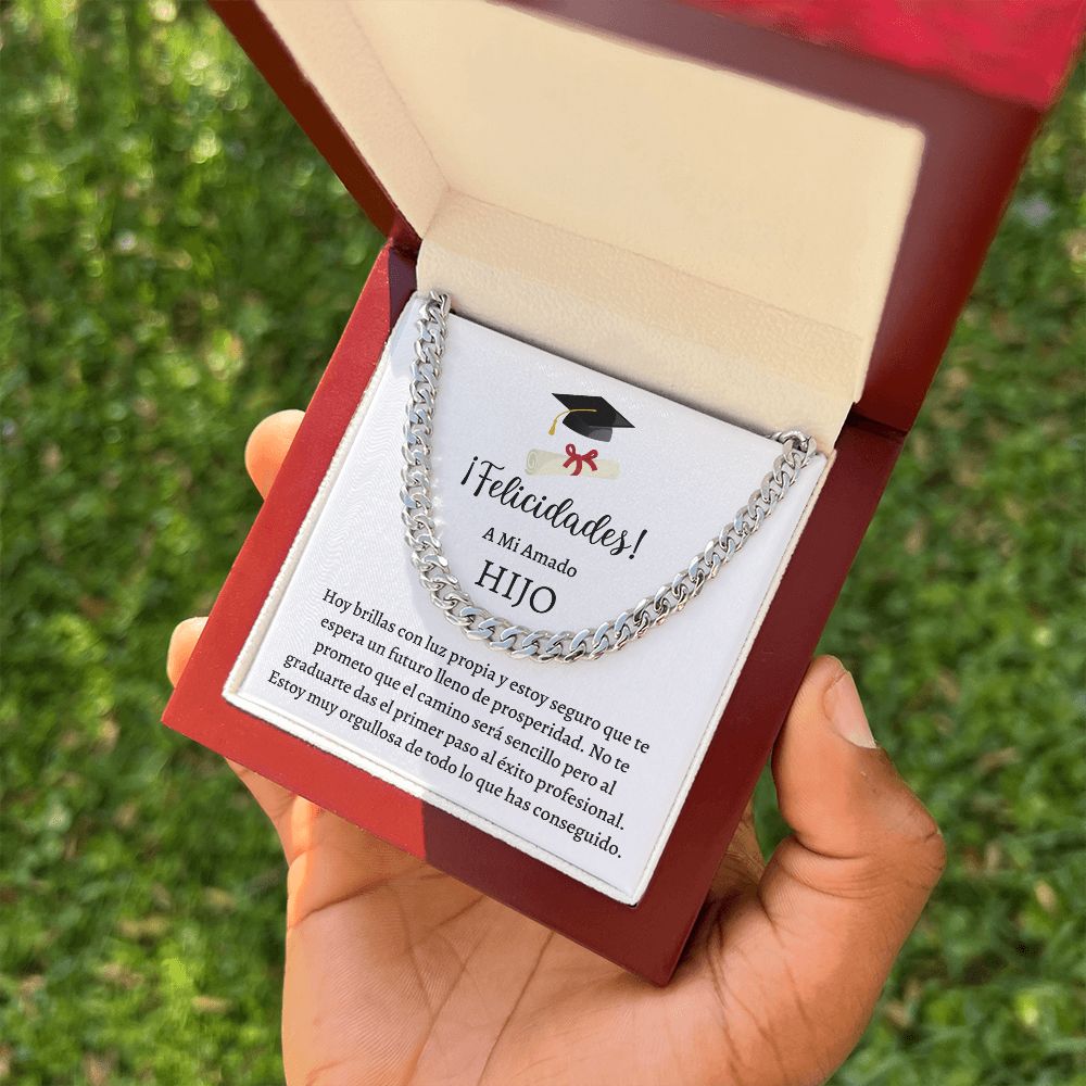 Collar Cuban Link Chain Necklace, regalo par hijo, son, en su graduación, on his graduation day.