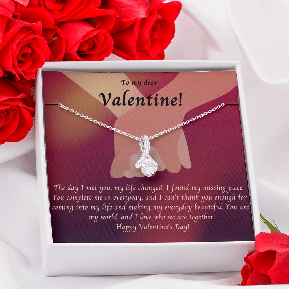 Alluring beauty, ribbon shaped necklace as a gift for your dear valentine on Valentine's Day.