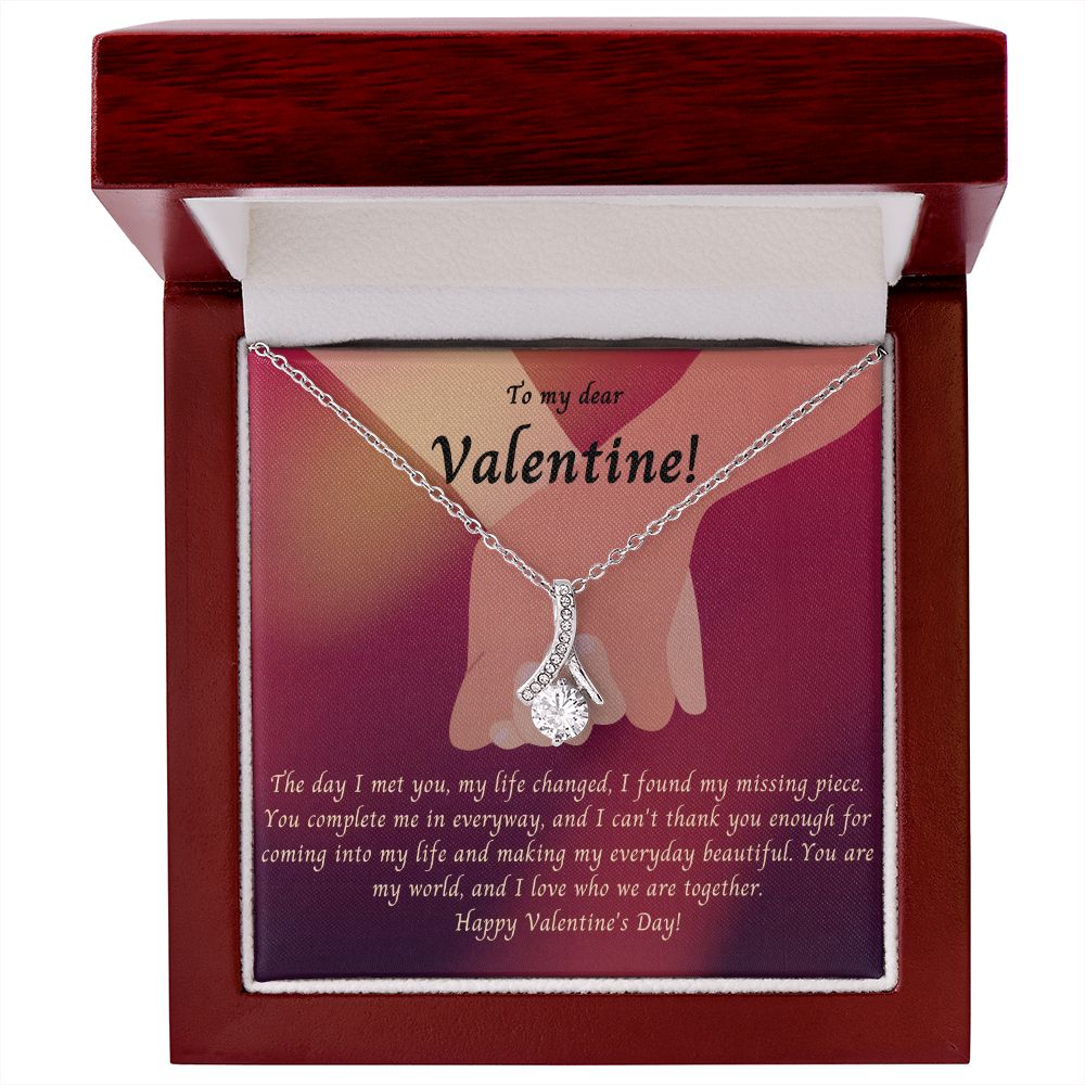 Alluring beauty, ribbon shaped necklace as a gift for your dear valentine on Valentine's Day.