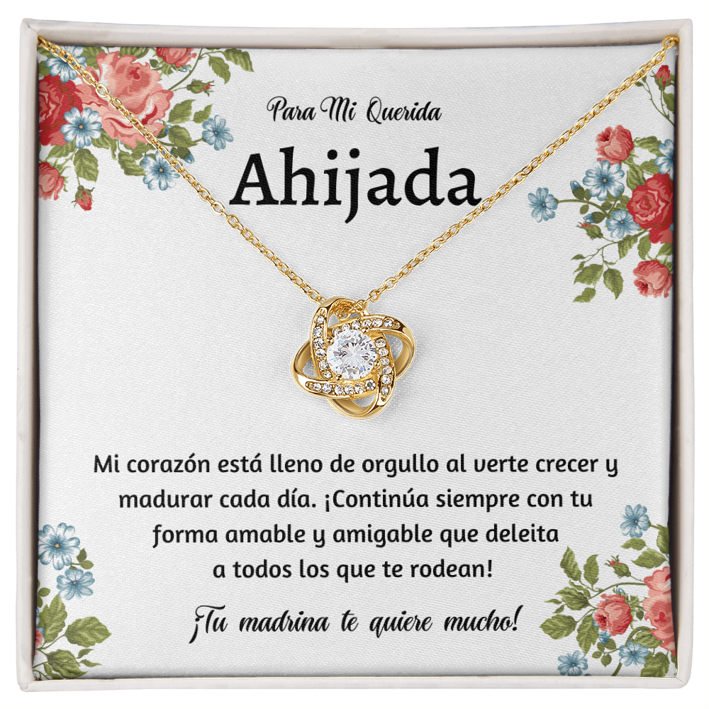 Love knot necklace, Spanish Goddaughter Gift, Ahijada para Navidad, Cumpleaños