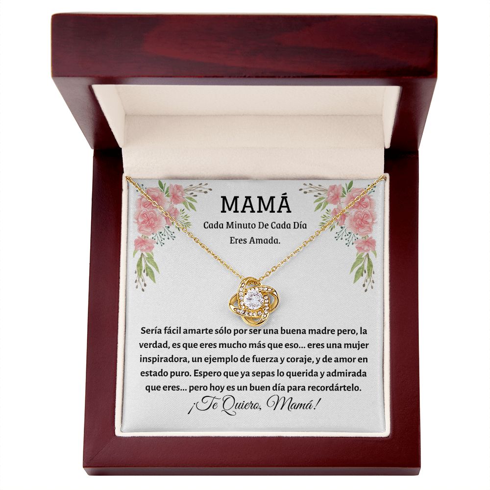 Collar Love knot necklace, regalo para Mamá en su cumpleaños, día de la madre