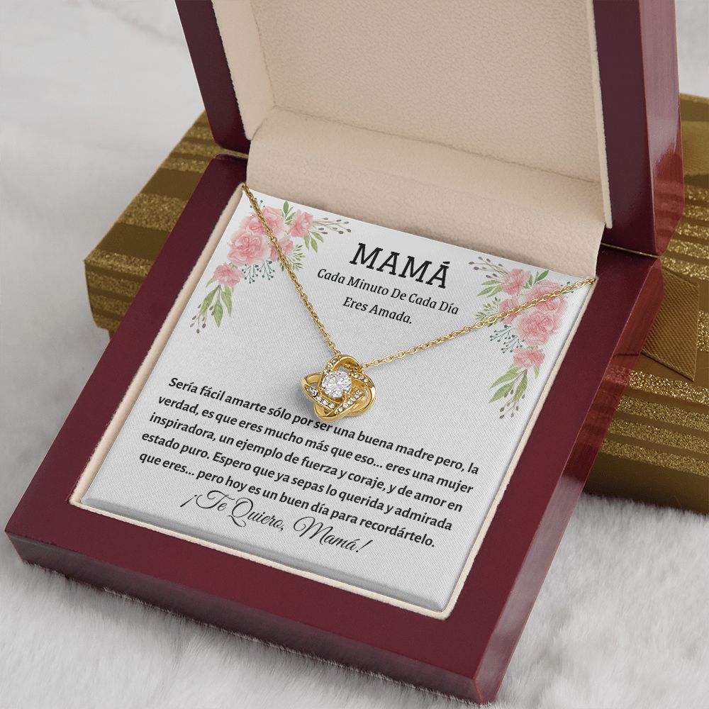 Collar Love knot necklace, regalo para Mamá en su cumpleaños, día de la madre