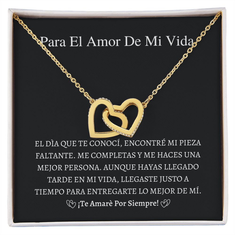 Collar Interlocking Hearts necklace, regalo para esposa, novia, pareja en día de San Valentín, su cumpleaños, Valentine's Day