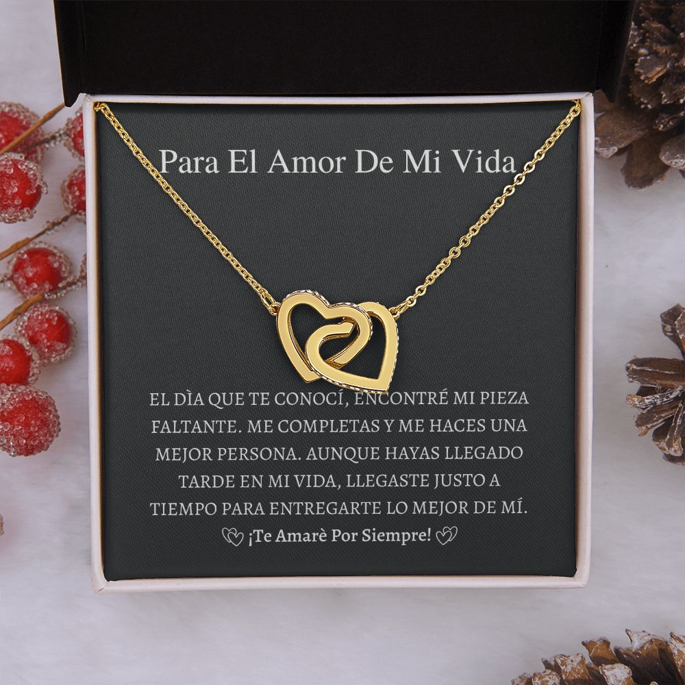 Collar Interlocking Hearts necklace, regalo para esposa, novia, pareja en día de San Valentín, su cumpleaños, Valentine's Day