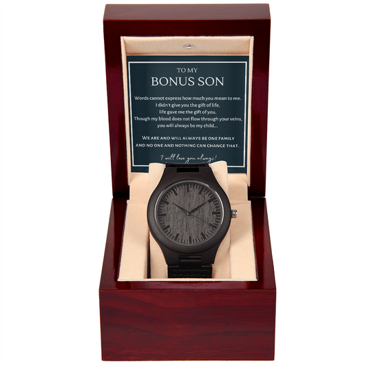 Wooden Watch with Message card, gift for bonus son on his birthday, Thanksgiving, Christmas or any other occasion.