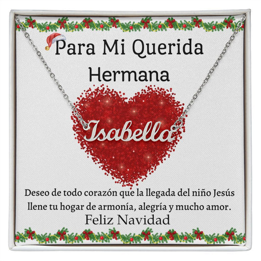 Collar Custom Name necklace, Regalo para querida hermana en Navidad.