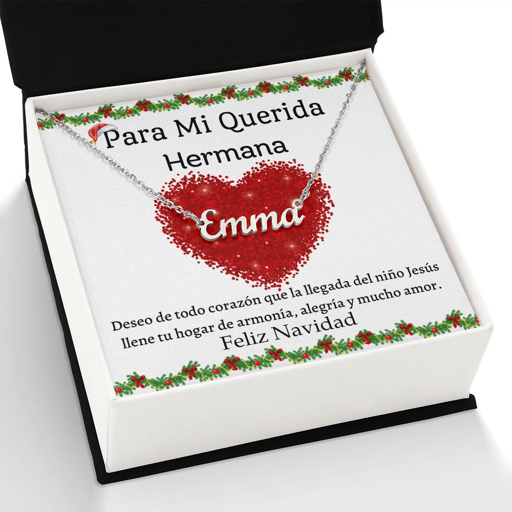 Collar Custom Name necklace, Regalo para querida hermana en Navidad.