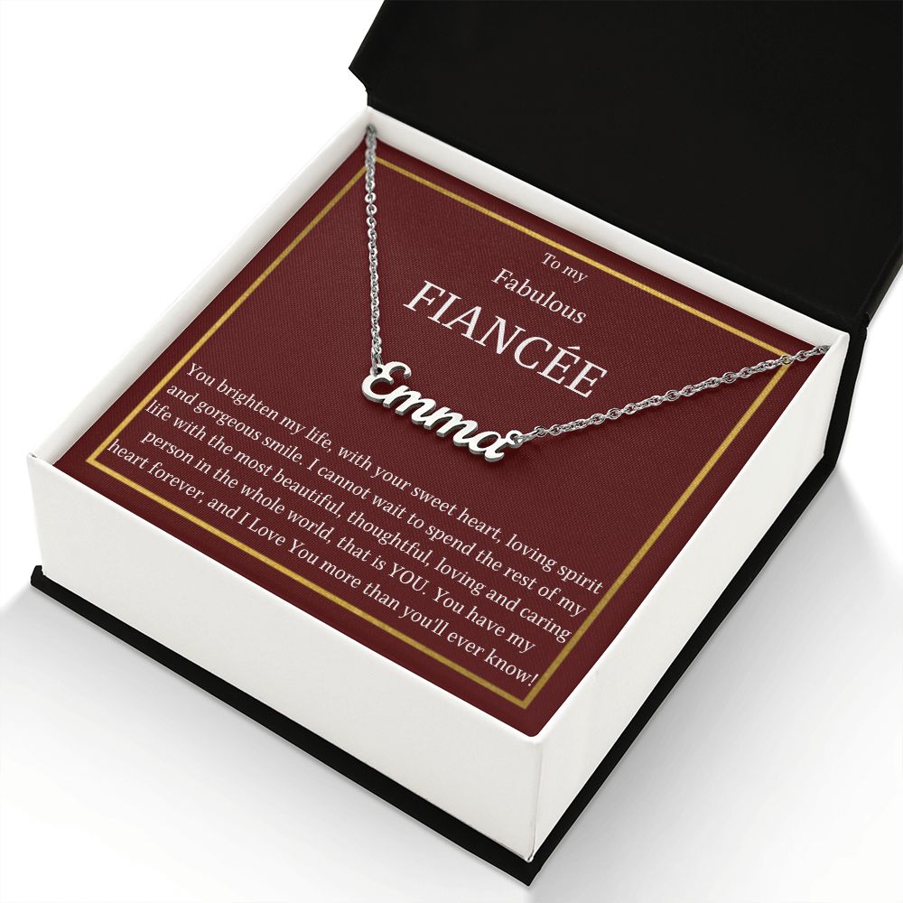 Custom Name Necklace with message card, gift for Fiancée for her birthday, valentines day, wedding