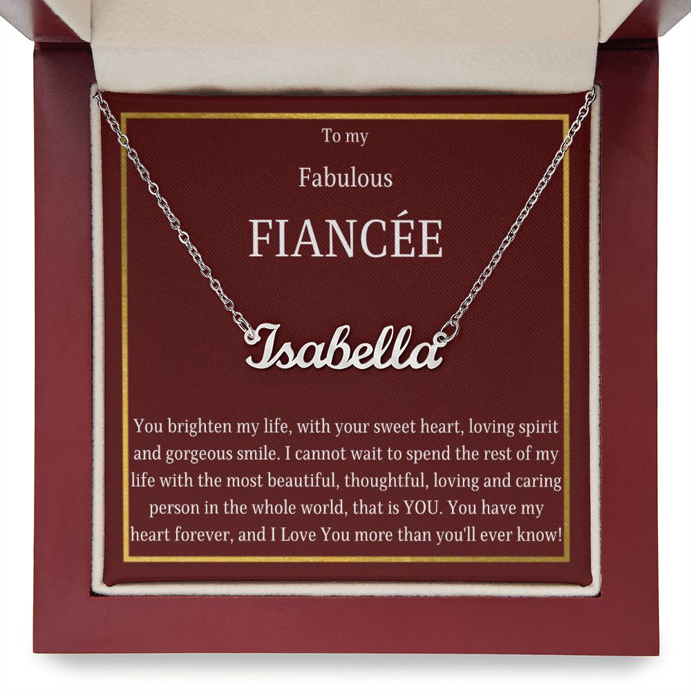 Custom Name Necklace with message card, gift for Fiancée for her birthday, valentines day, wedding