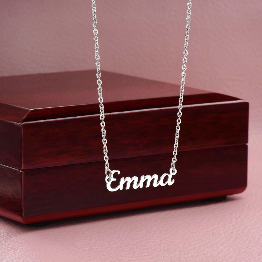 Custom Name Necklace with message card, gift for Fiancée for her birthday, valentines day, wedding